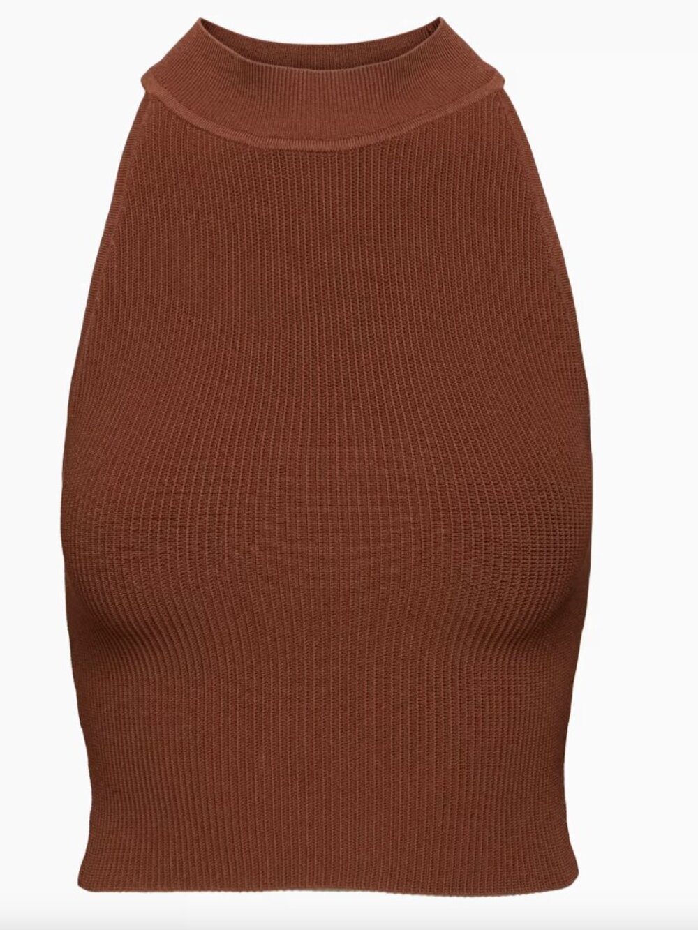Aritiza | Babaton Sculpt Knit Mockneck Halter Top | Brown, Size XS